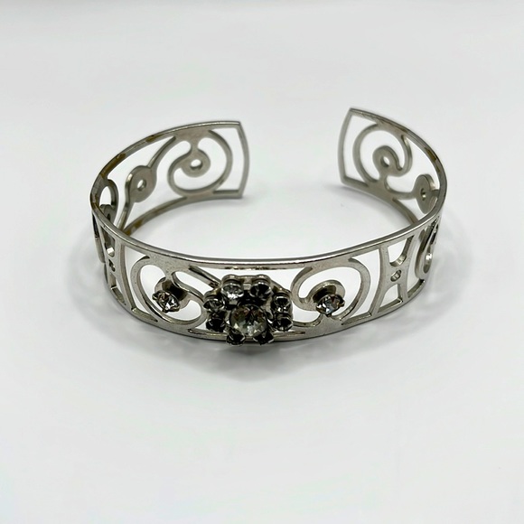Jewelry - Metal bracelet with clear and black rhinestones